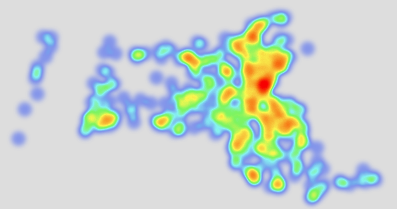 Heat map of Dunkin Donuts locations.